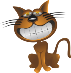 Illustrert katt med stort smil